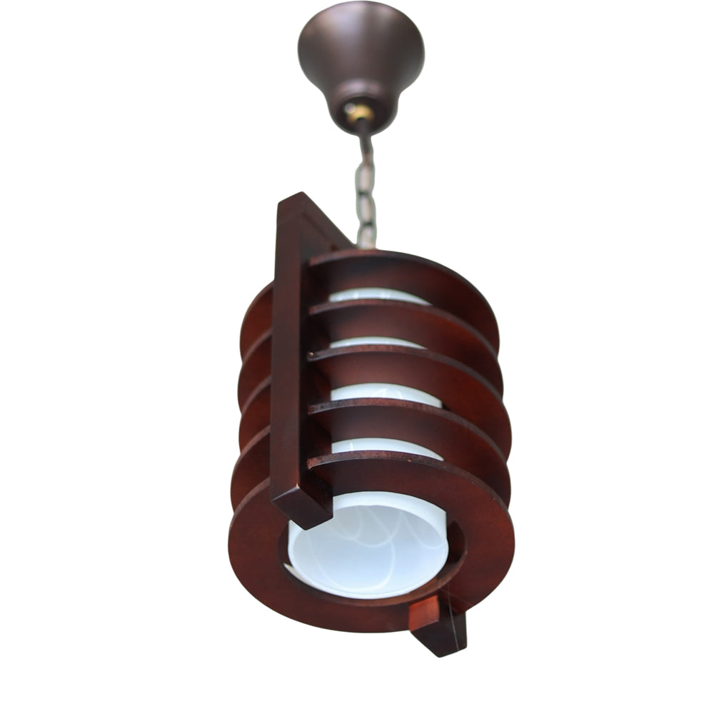 Layer Pendant, 1 Lights, Wood, 20×50cm - Brown - معلقة لاير، 1 لمبة، خشب، 20×50 سم - بني