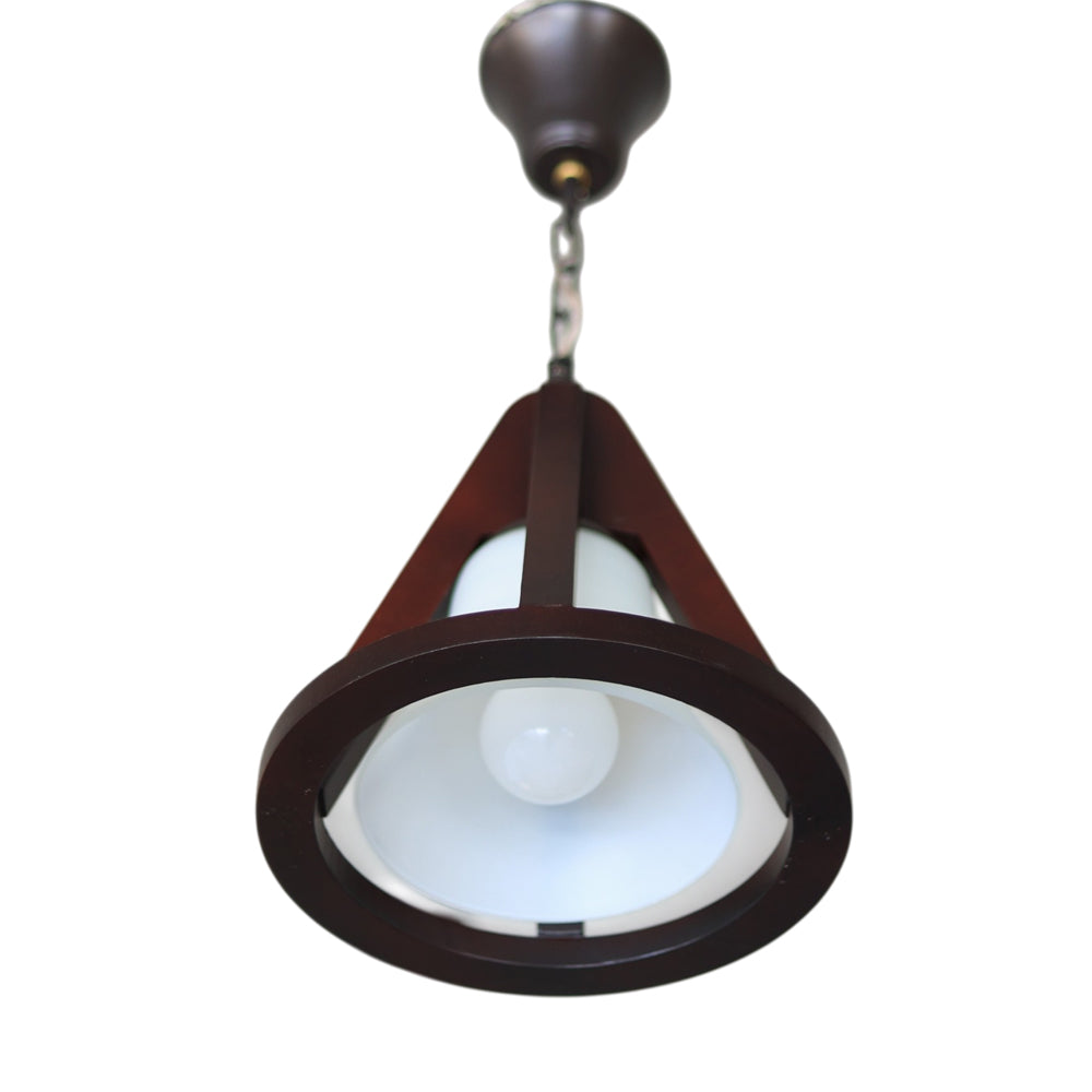 Drop Pendant, 1 Lights, Wood, 25×50cm - Brown - معلقة دروب، 1 لمبة، خشب، 25×50 سم - بني