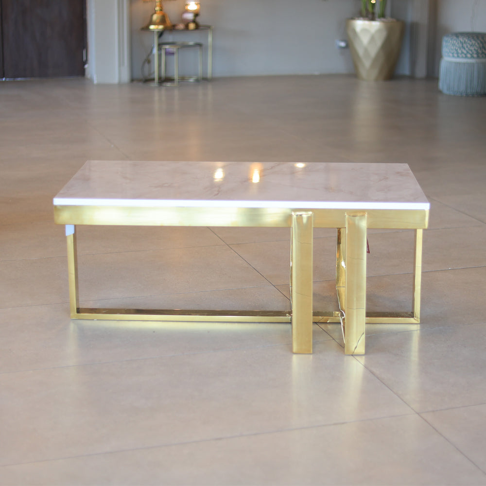 Marisa Table, Stainless Steel, 110*60×47cm - Gold PVD- ترابيزة ماريسا، ستانلس ستيل، 110*60×47 سم - ذهبي PVD
