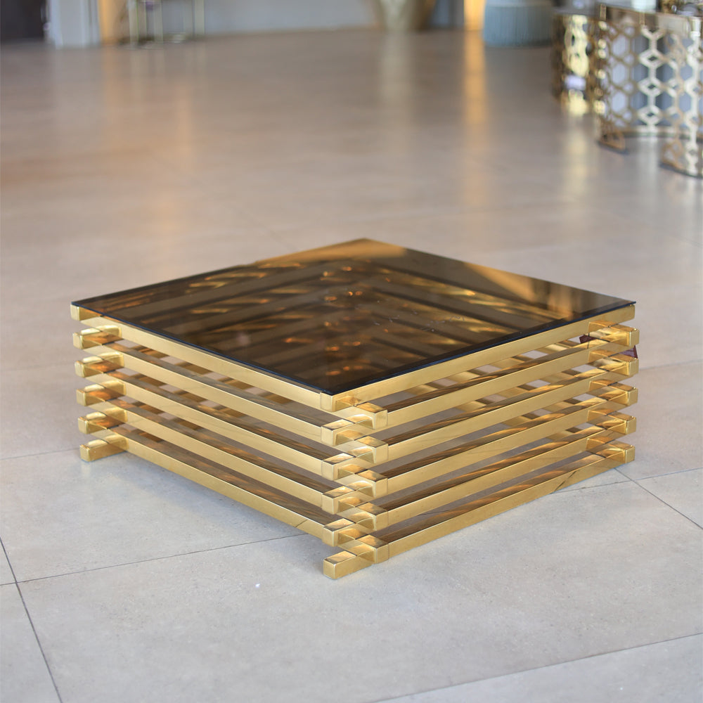 Stairs Table, Stainless Steel, 80×34cm - Gold PVD- ترابيزة سلالم، ستانلس ستيل، 80×34 سم - ذهبي PVD