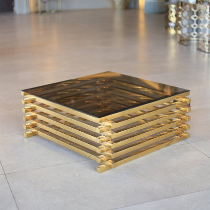 Stairs Table, Stainless Steel, 80×34cm - Gold PVD- ترابيزة سلالم، ستانلس ستيل، 80×34 سم - ذهبي PVD