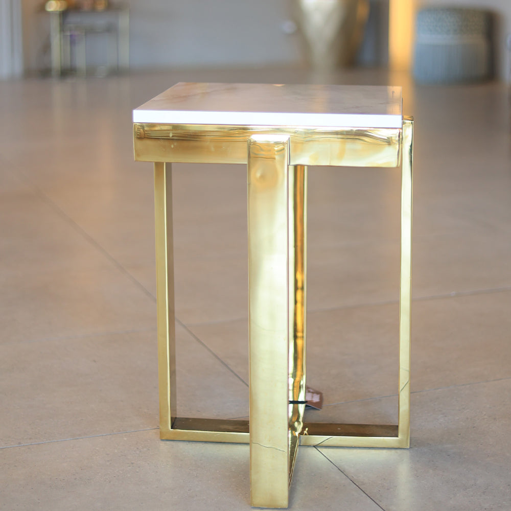 Kiara Table, Stainless Steel, 40×62cm - Gold PVD- ترابيزة كيارا، ستانلس ستيل، 40×62 سم - ذهبي PVD