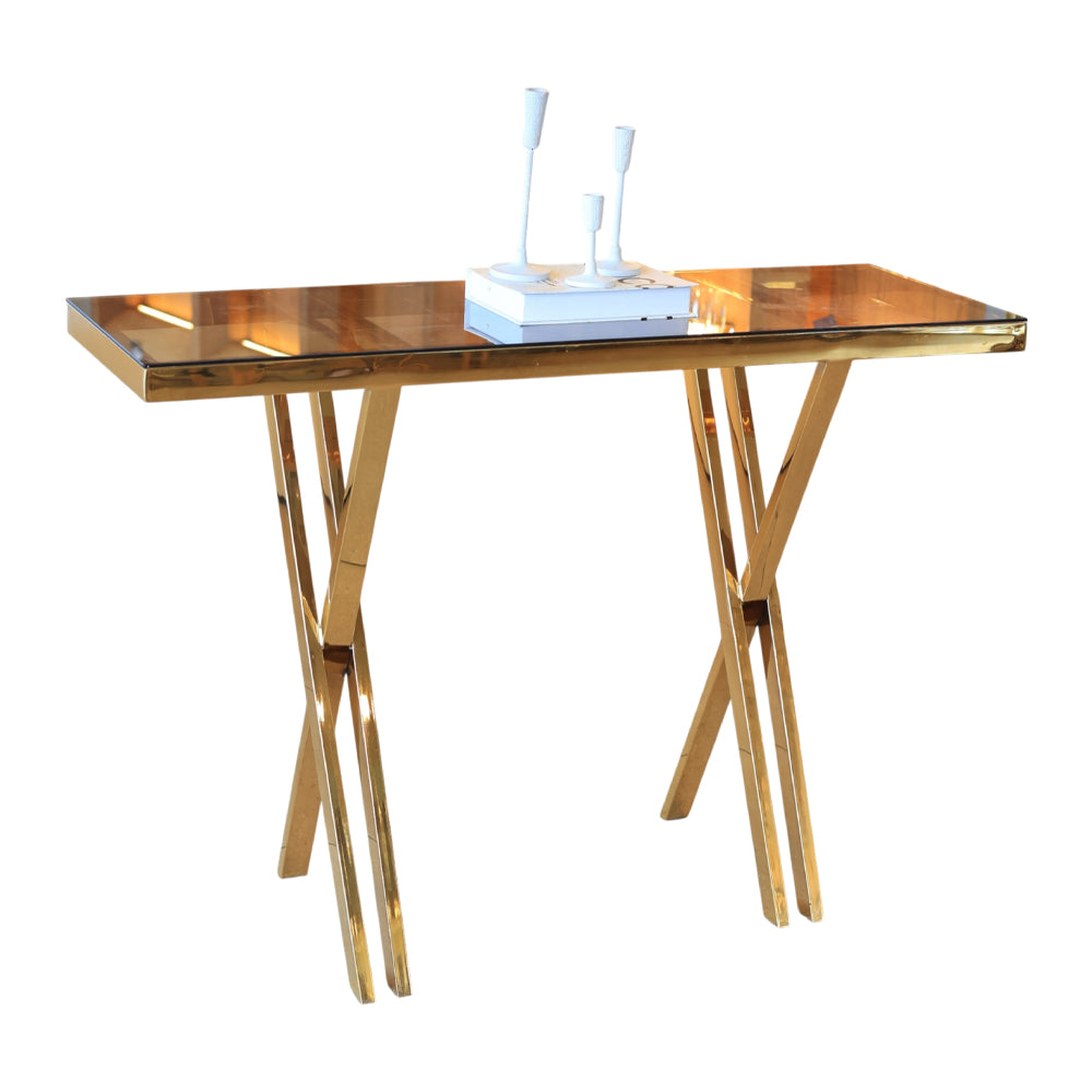 Capri Console, Stainless Steel, 120*40×90cm - Gold PVD-كونسول كابري، ستانلس ستيل، 120*40×90 سم - ذهبي PVD