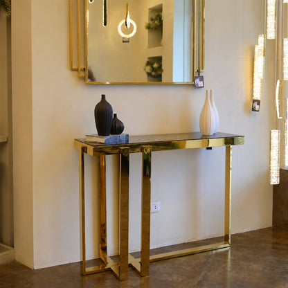 Lavina Console, Stainless Steel, 120×40×90cm - PVD - كونسول لافينا، ستانلس ستيل، 120×40×90 سم - PVD