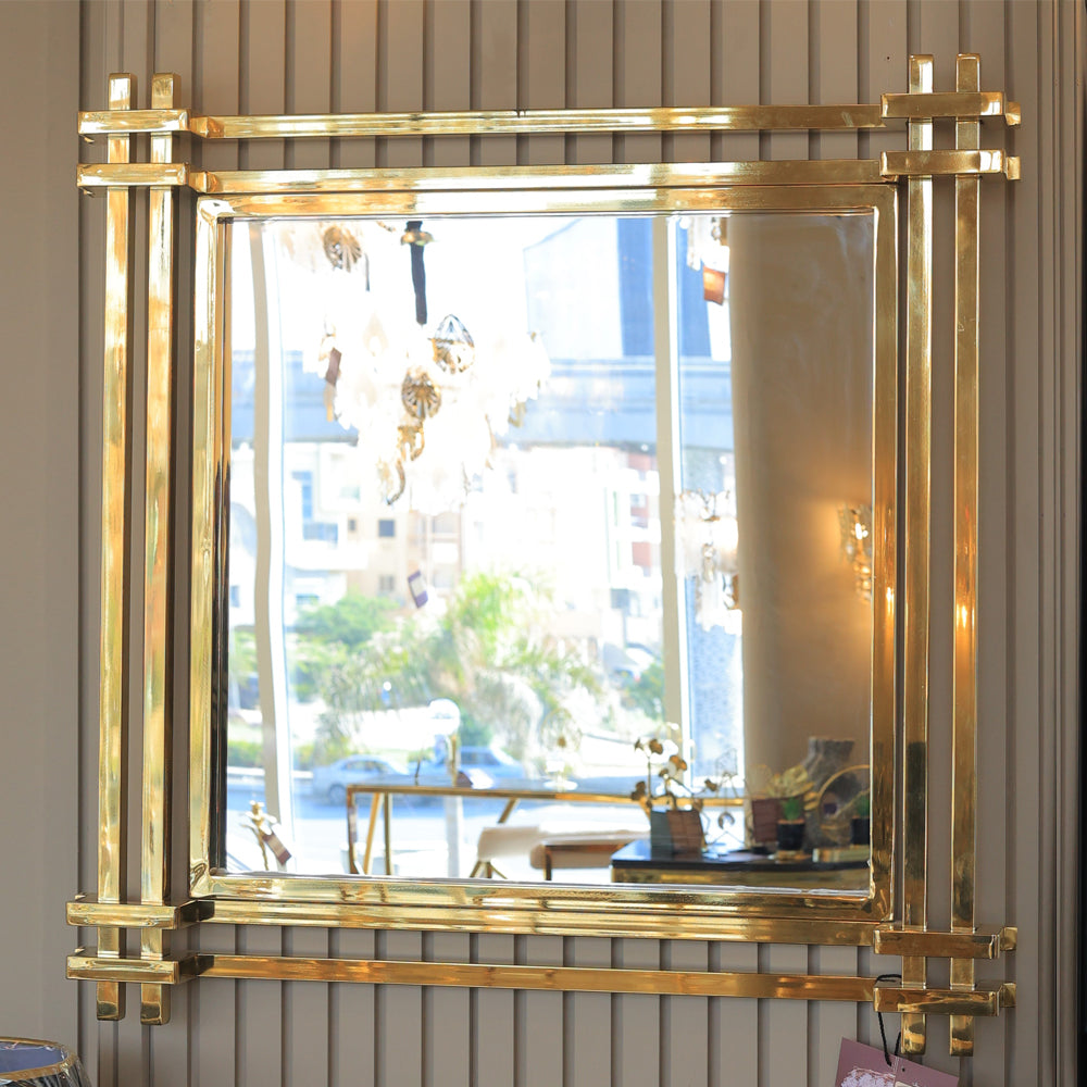 Oval Mirror, Stainless Steel, 80×80cm - Gold PVD