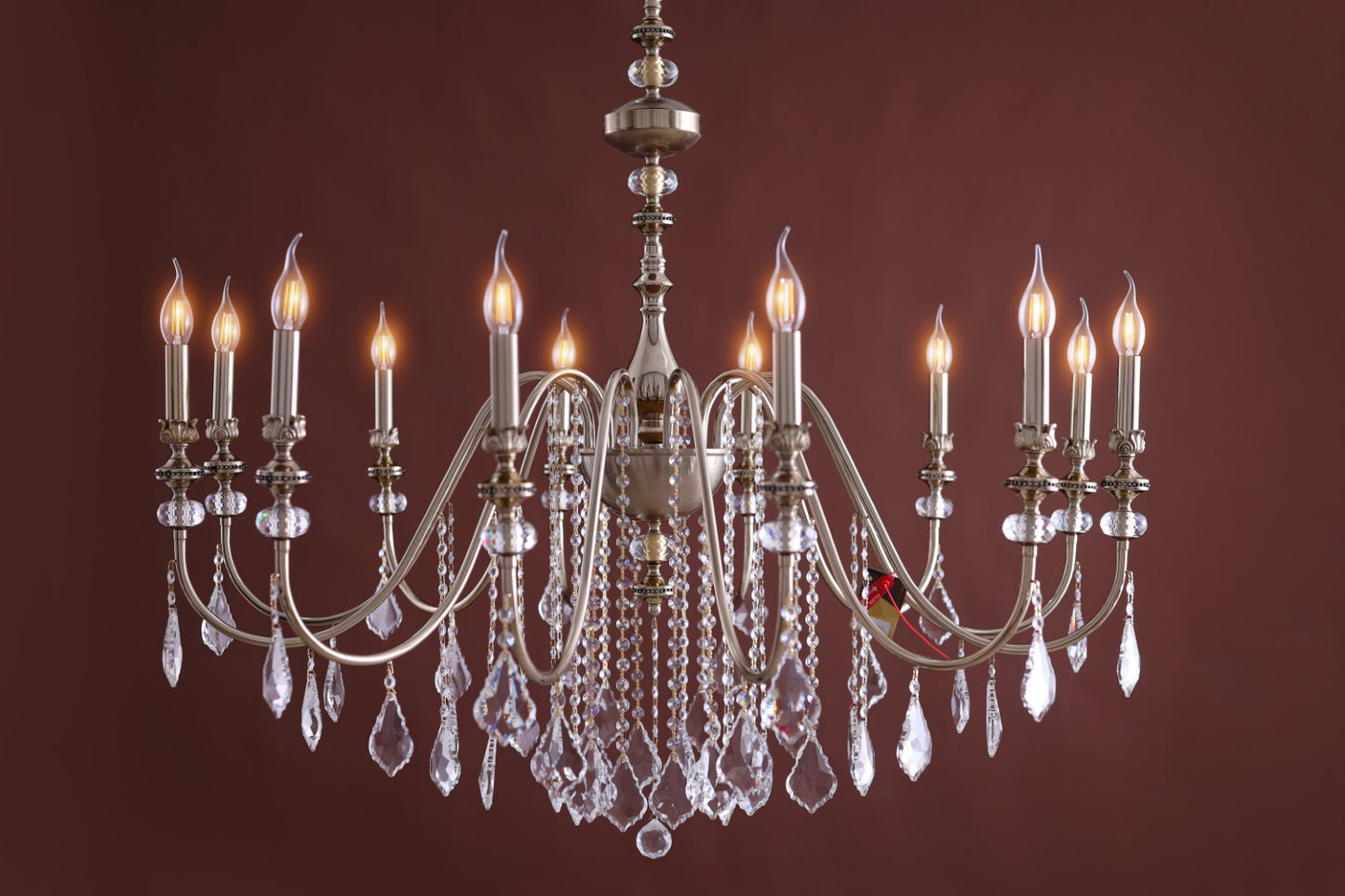 Italian Chandelier, 12 Lights, Metal, 110×120cm - Solitaire Gold