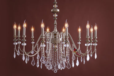 Italian Chandelier, 12 Lights, Metal, 110×120cm - Solitaire Gold