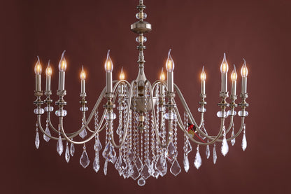 Italian Chandelier, 12 Lights, Metal, 110×120cm - Solitaire Gold