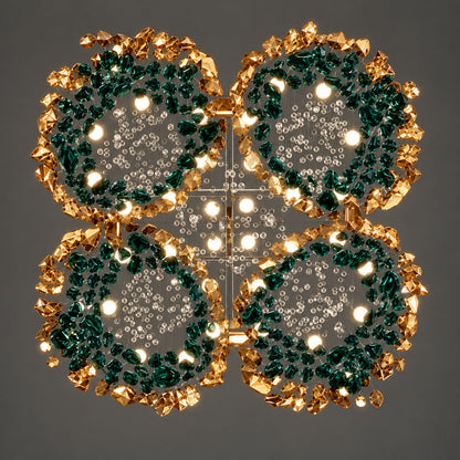 Wire Chandelier, 32 Lights, Stone Glass, 100x130cm – Multicolor