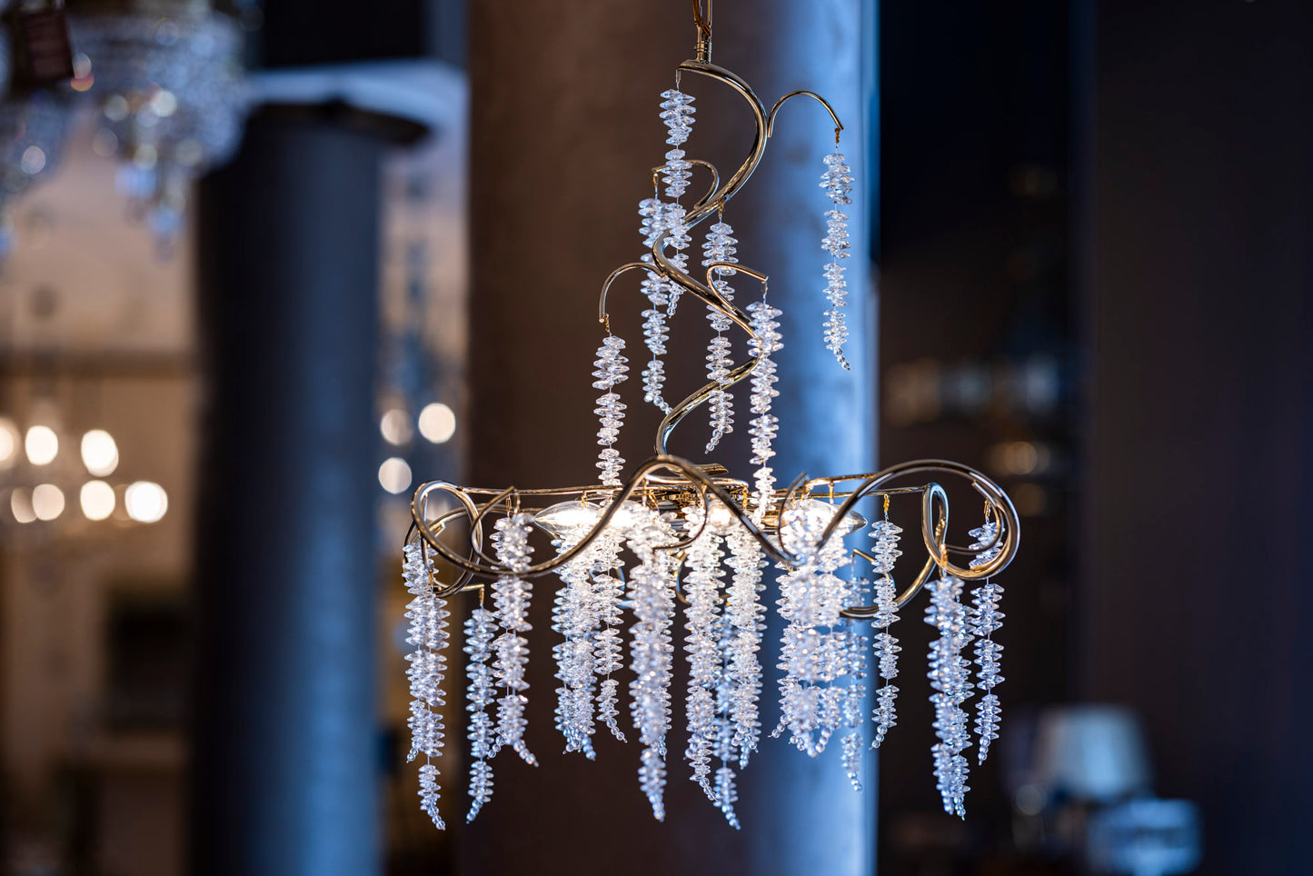 Spiral Pipes Chandelier, 8 Lights, Metal, 65×65cm - Gold