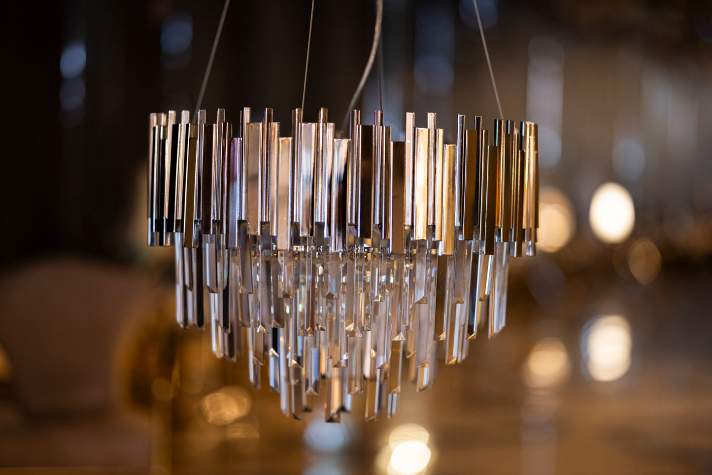 Chandelier 55 cm 2020 Crystal Rounded Pipes Solitaire Gold