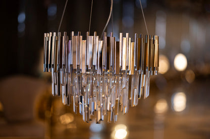 Chandelier 55 cm 2020 Crystal Rounded Pipes Solitaire Gold