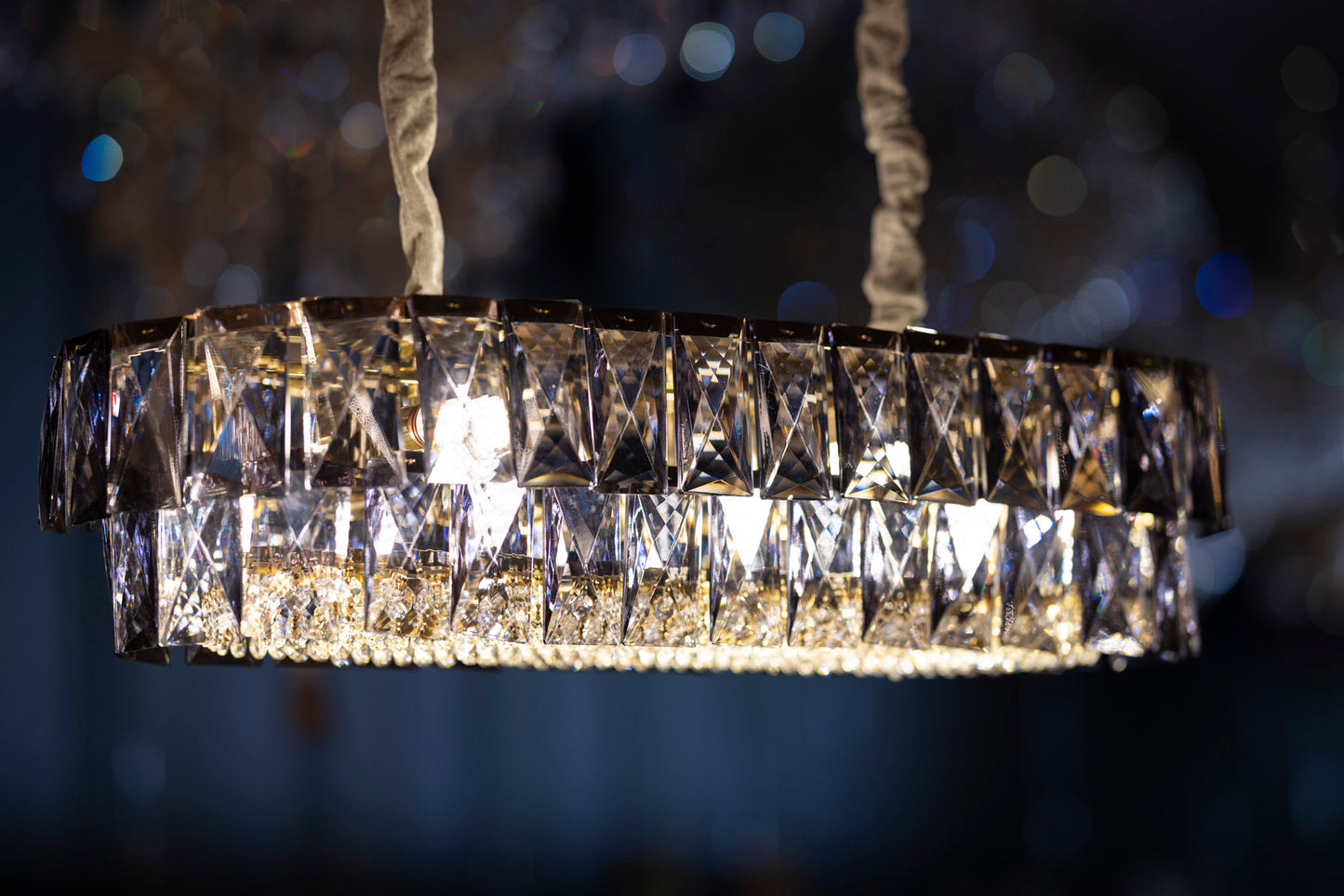 Oval chandelier 90 cm * 35 cm crystal hand code 5546 with crystal (solaire gold)