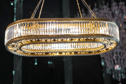 Oval chandelier 120 cm x 55 cm polished cylinder