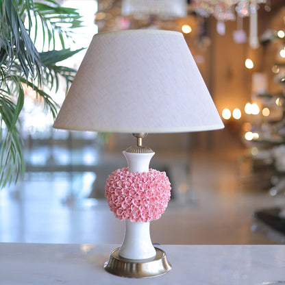 Table Lamp, 1 Lights, Ceramic, 60×40cm White Rose - أباجورة، 1 لمبة، سيراميك، 60×40 سم وردة بيضاء