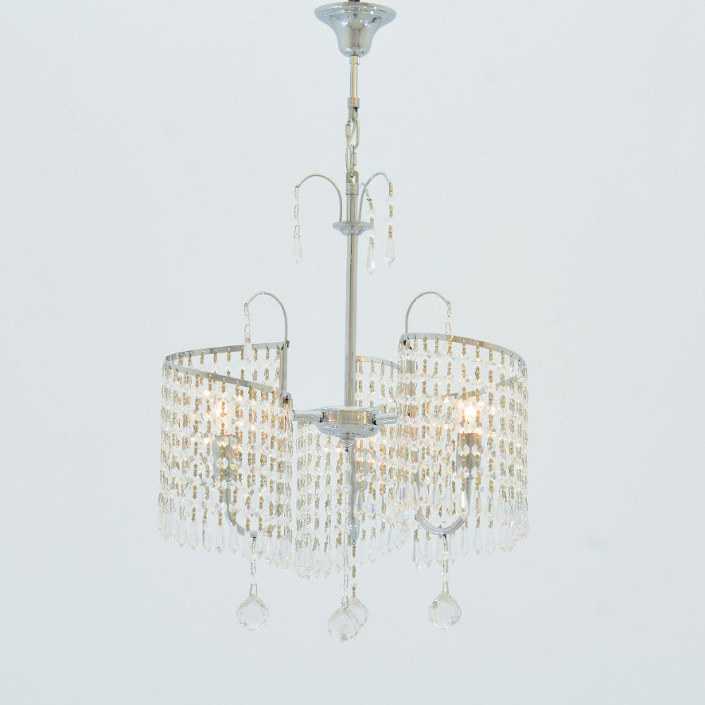 نجفة لولي، 3 مصابيح، معدنية، 55×80 سم - كروم