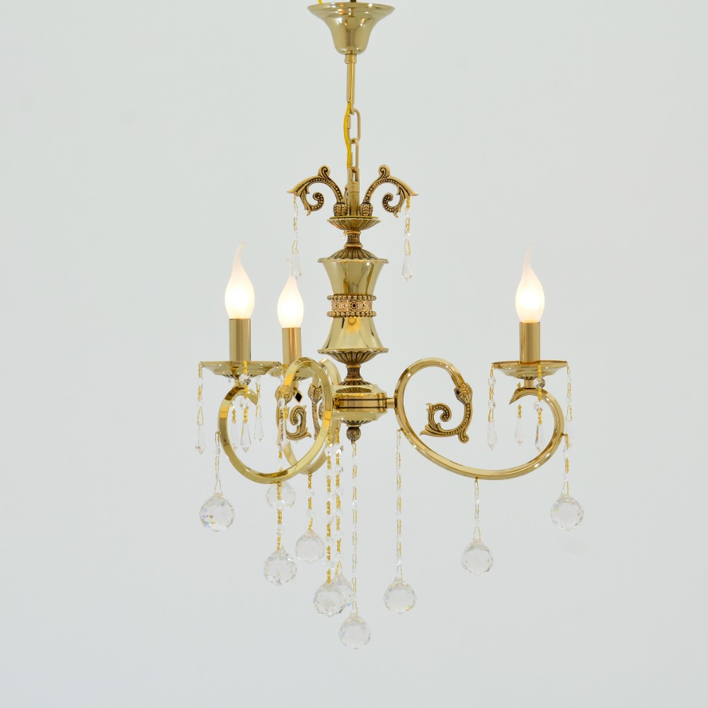Nancy Chandelier, 3 Lights, Metal, 45×75cm - Solitaire Gold