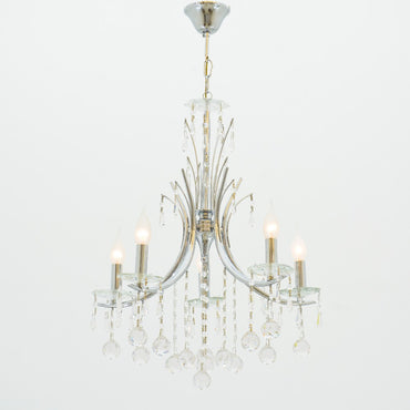 Kandla Chandelier, 5 Lights, Metal, 55×80cm - Chrome