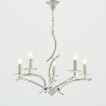 نجفة أسلا ذات 5 لمبة مطلية بالكروم