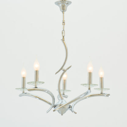 نجفة أسلا ذات 5 لمبة مطلية بالكروم