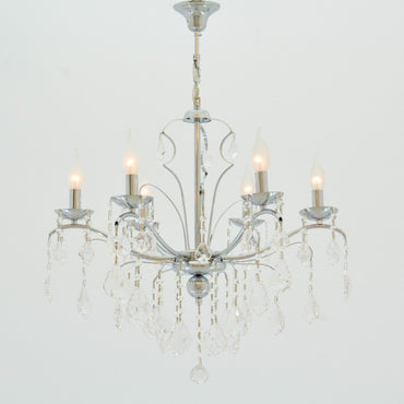 نجفة دافنشي، 6 مصابيح، معدنية، 66×60 سم - كروم