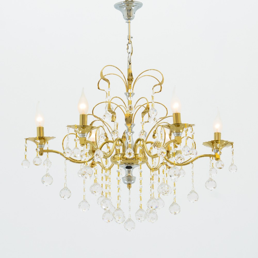 Flowers Chandelier, 6 Lights - Solitaire Gold