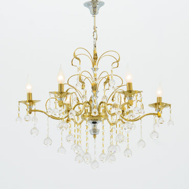 Flowers 6-Light solitaire gold chandelier