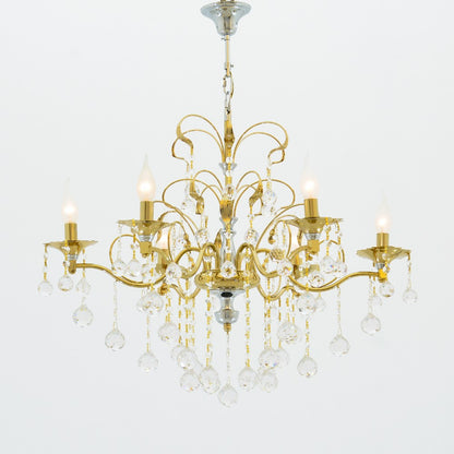 Flowers Chandelier, 6 Lights - Solitaire Gold