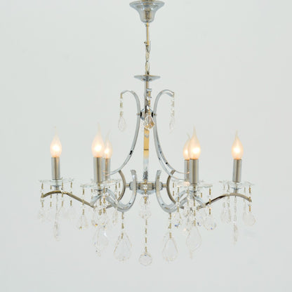 Plate Chandelier, 6 Lights, Metal, 64×80cm - Chrome