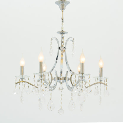 Plate Chandelier, 6 Lights, Metal, 64×80cm - Chrome