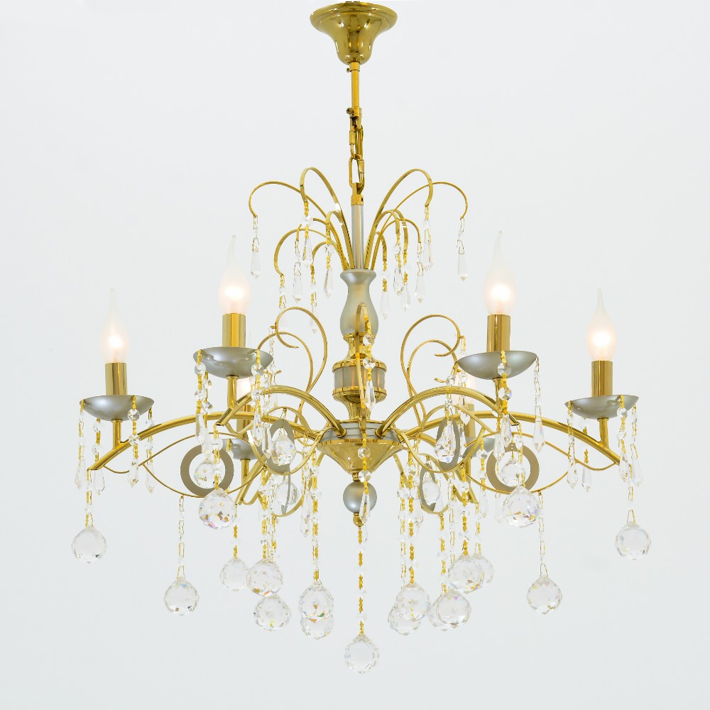 نجفة فولت، 6 مصابيح، معدنية، 66×80 سم - ذهبي