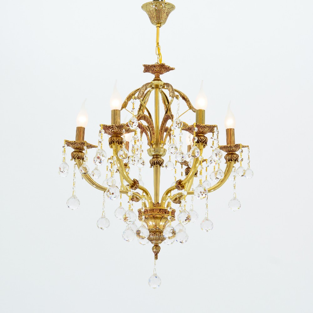 نجفة قبة، 6 مصابيح، معدنية، 62×80 سم - لون ذهبي باهت