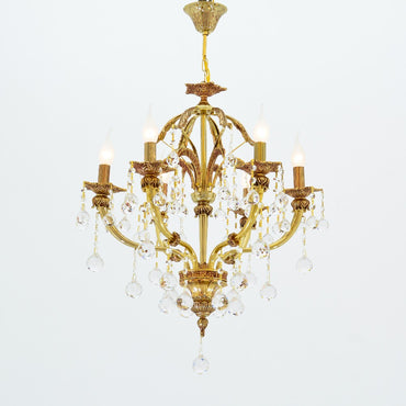 نجفة قبة، 6 مصابيح، معدنية، 62×80 سم - لون ذهبي باهت