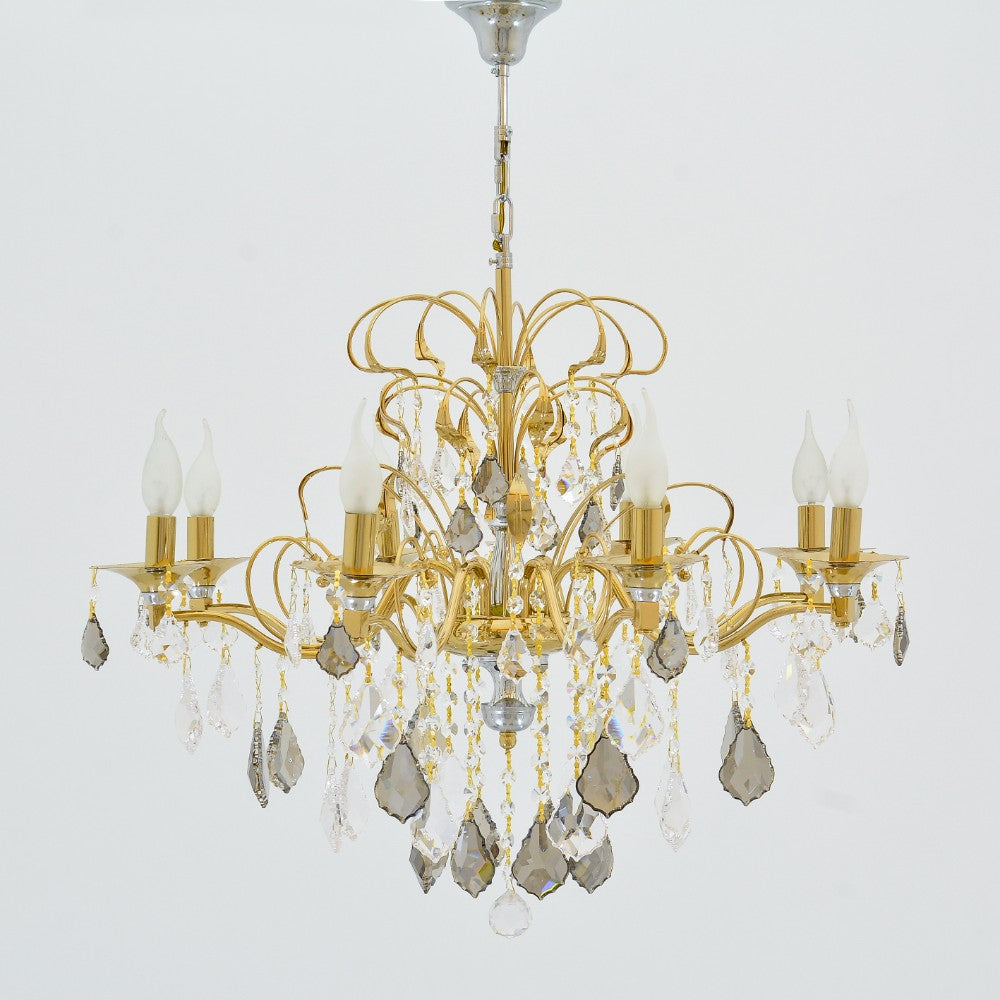 نجفة على شكل زهور، 8 مصابيح، معدن، 62×85 سم - سوليتير ذهبي