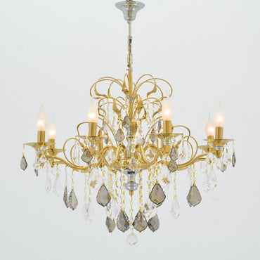 نجفة على شكل زهور، 8 مصابيح، معدن، 62×85 سم - سوليتير ذهبي