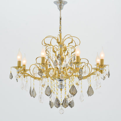 نجفة على شكل زهور، 8 مصابيح، معدن، 62×85 سم - سوليتير ذهبي