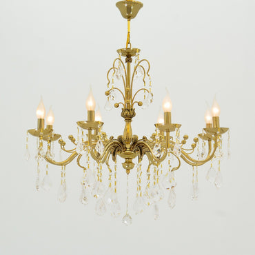 نجفة بيضاوي 3088، 8 لمبة، معدن، 62×85 سم سوليتير ذهبي من قنديل مصر - Oval Chandelier 3088, 8 Lights, Metal, 62×85cm, Solitaire Gold|Kandil Egypt