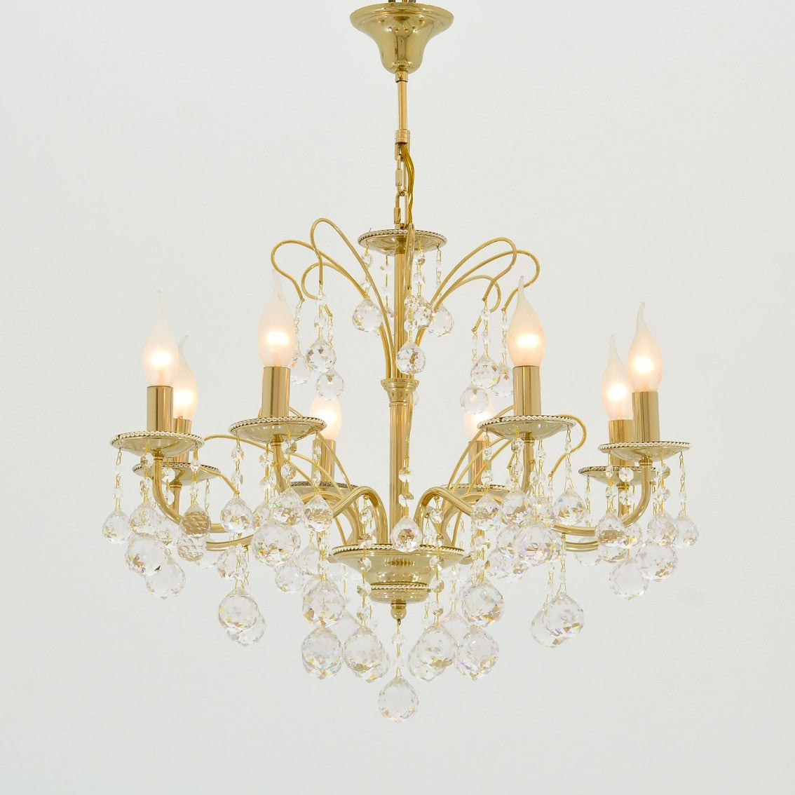 Solitaire Chandelier, 8 Lights, Metal, 65×80cm - Solitaire Gold