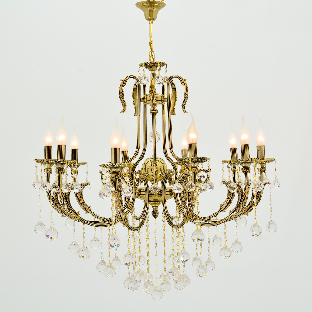 Solitaire Chandelier, 10 Lights, Metal, 68×75cm - Solitaire Gold