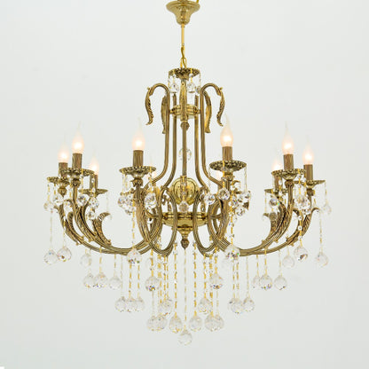 Solitaire Chandelier, 10 Lights, Metal, 68×75cm - Solitaire Gold