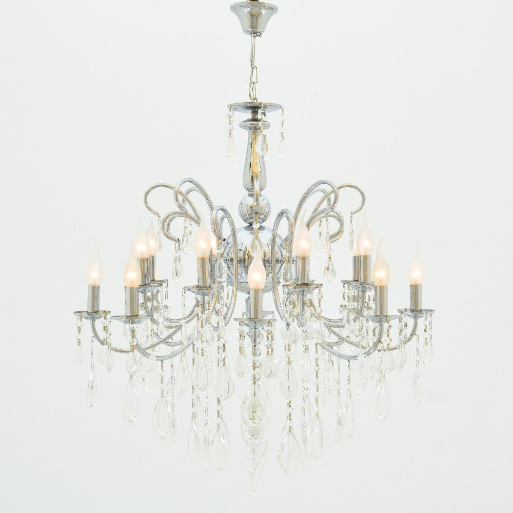 Rona Chandelier, 16 Lights, Metal, 60×75cm - Chrome