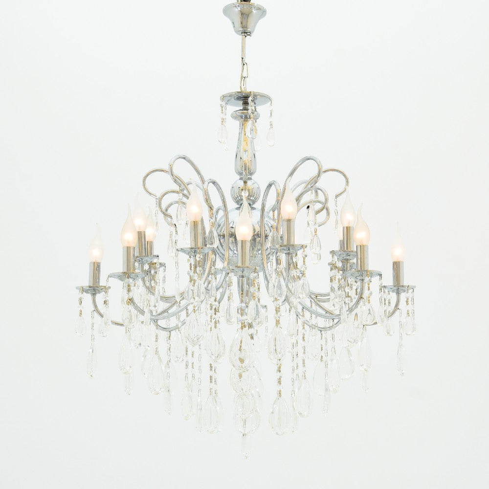 Rona Chandelier, 16 Lights, Metal, 60×75cm - Chrome