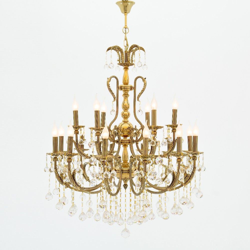 Chandelier, 18 Lamps, with a twisted pendant, 2 floors, 3043, Solitaire Gold