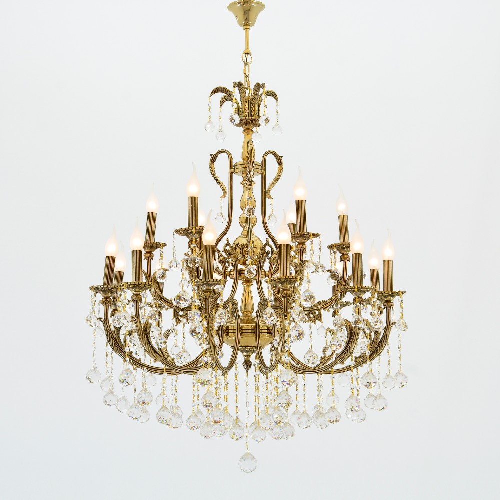 Chandelier, 18 Lamps, with a twisted pendant, 2 floors, 3043, Solitaire Gold