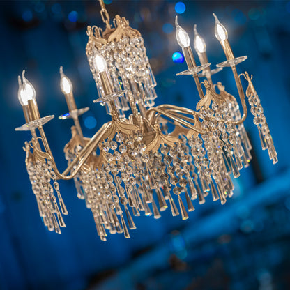 Alora Chandelier, 8 Lights, Metal, 76cm - Solitaire Gold