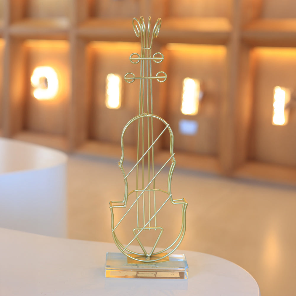 Guitar Table accessory, Metal, 12×36cm - Gold-إكسسوار ترابيزه جيتار، معدن، 12×36 سم - ذهبي