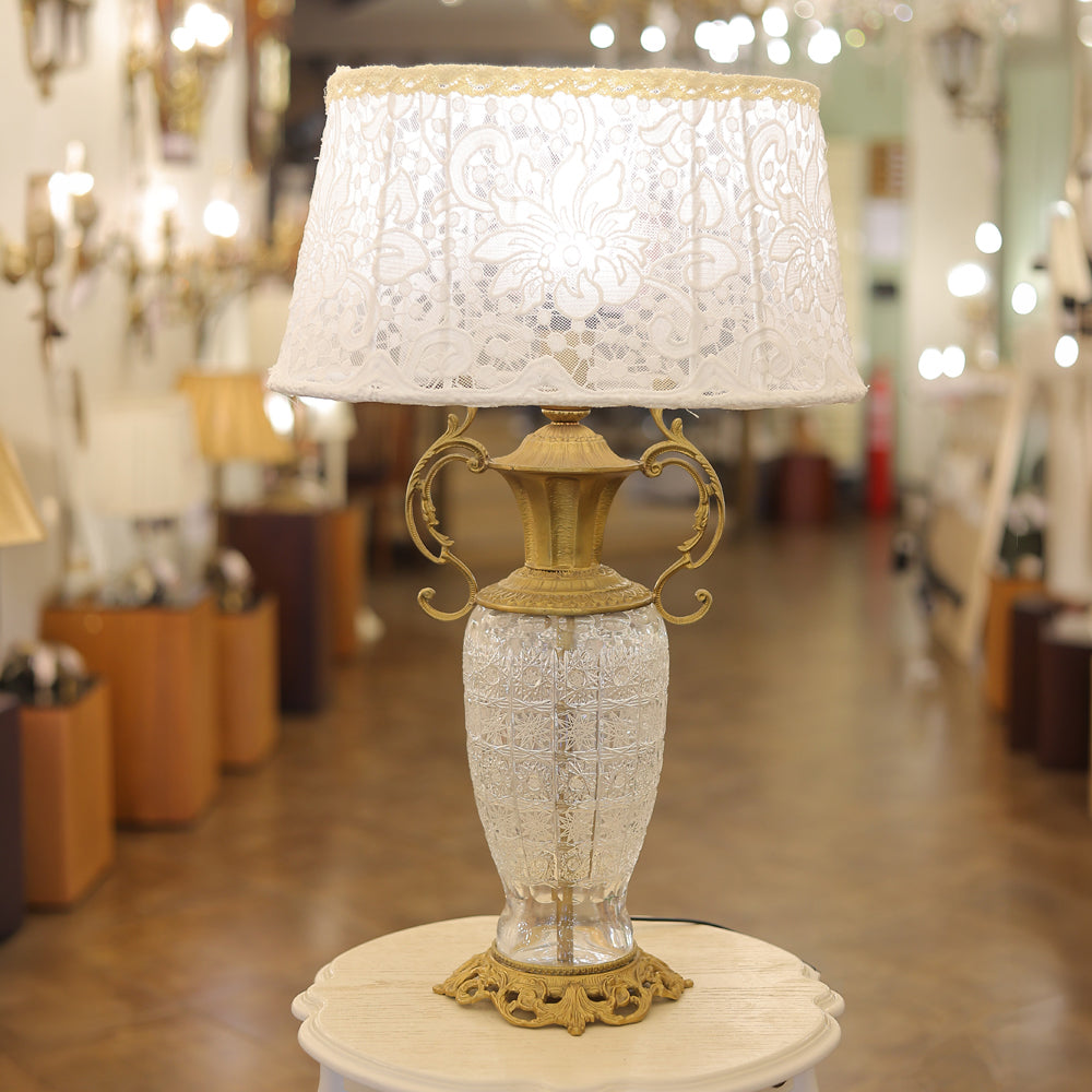 Table Lamp, 1 Lights, Brass Crystal, 70×40cm Oxide - أباجورة، 1 لمبة، كريستال نحاس، 70×40 سم أوكسيد