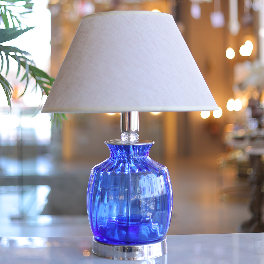 Table Lamp, 1 Lights, Pyrex, 55×40cm Blue - أباجورة، 1 لمبة، بايركس، 55×40 سم أزرق