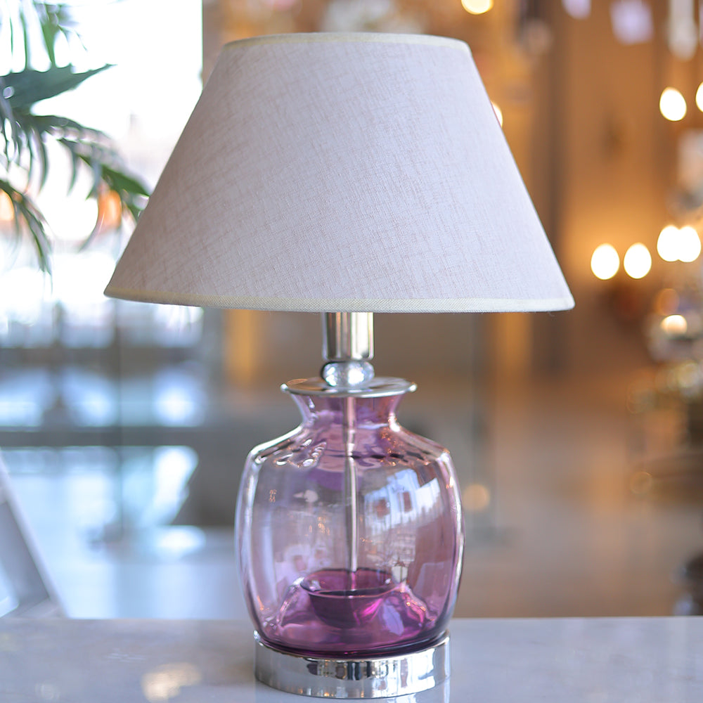 Table Lamp, 1 Lights, Pyrex, 55×40cm Purple - أباجورة، 1 لمبة، بايركس، 55×40 سم بنفسجي