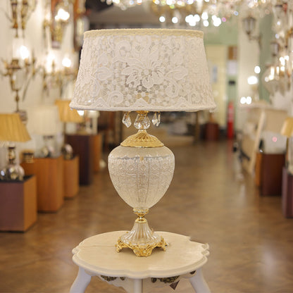 Table Lamp, 1 Lights, Brass Crystal, 70×40cm Gold - أباجورة، 1 لمبة، كريستال نحاس، 70×40 سم ذهبي